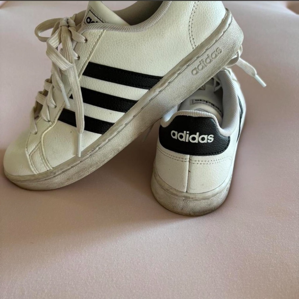 Adidas  White Sneakers with Black Stripes